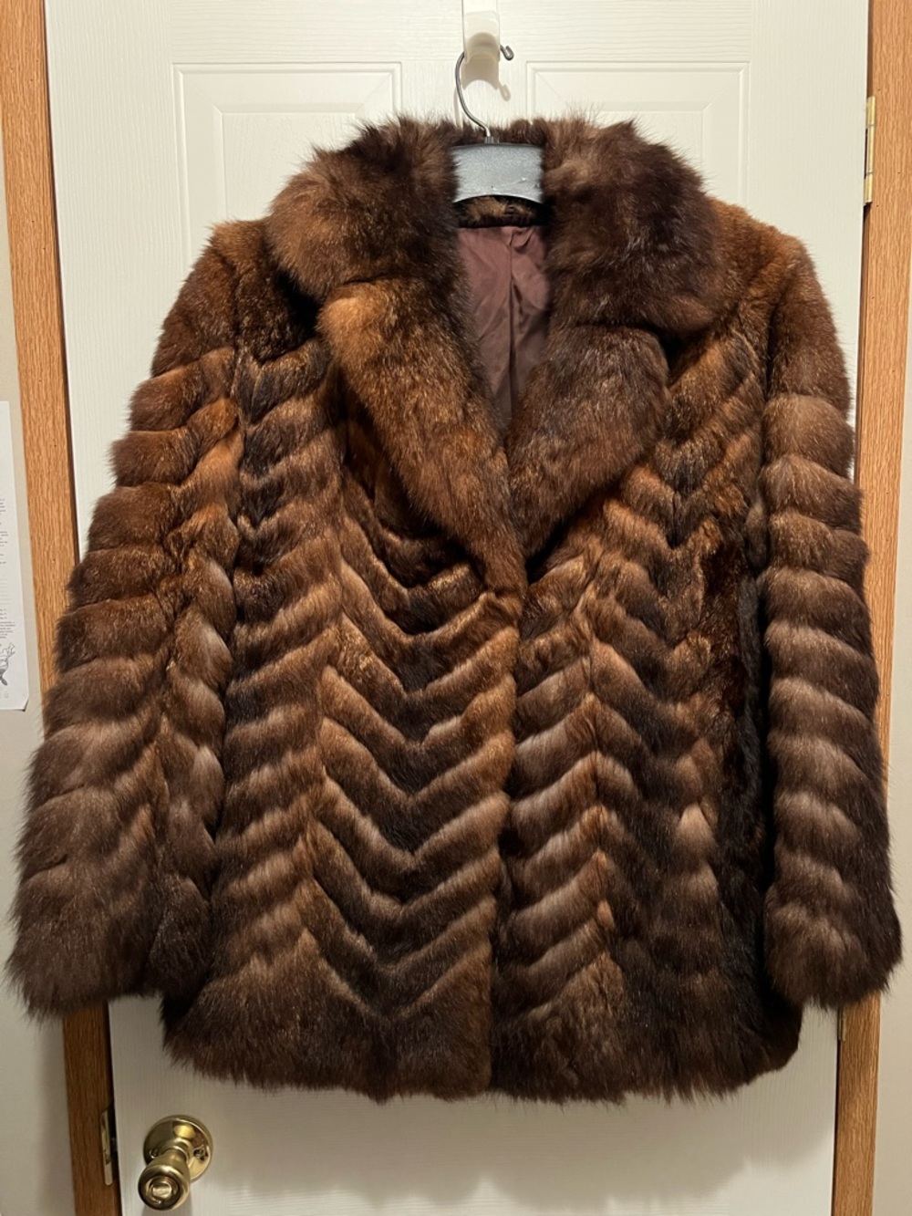 Genuine New Zealand Opossum/Possum Chevron Fur Jacket. Fits Size Sm/Med.